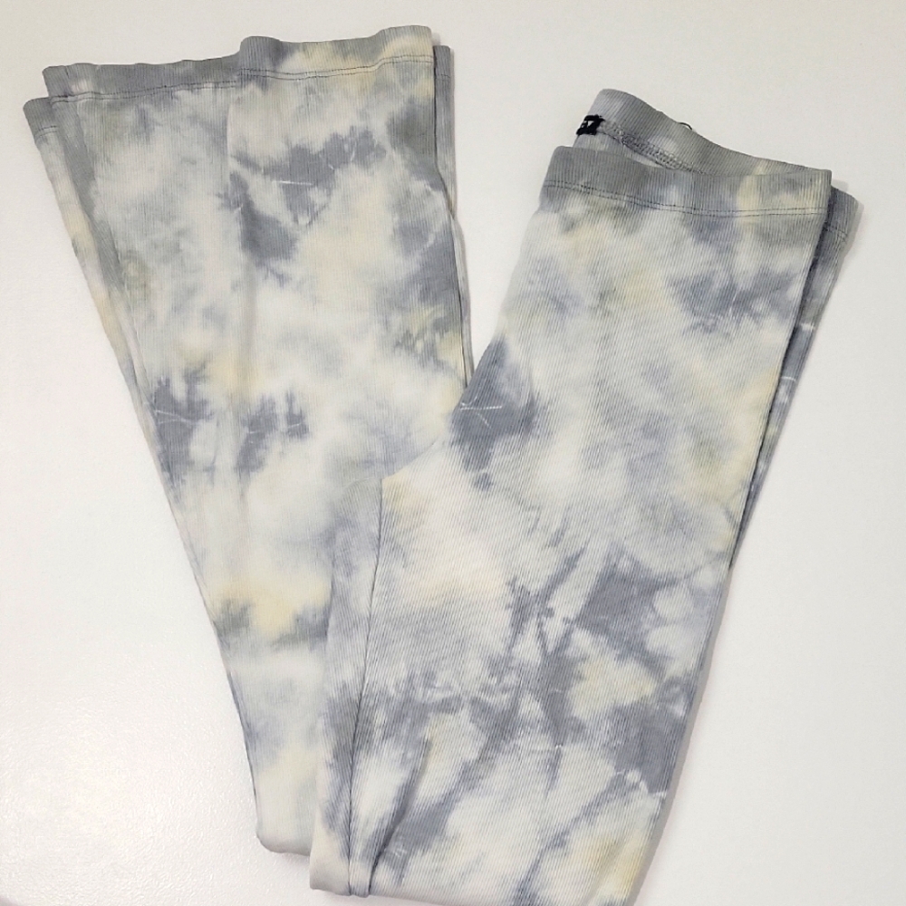 ZARA WOMEN'S TIE-DYE FLARE GRAY PANTS SIZE LARGE NWOT